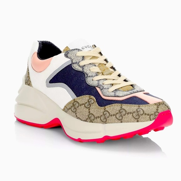 Gucci Shoes - GUCCI Rhyton Mixed Media GG Canvas Sneaker Chunky Logo Tennis Shoe